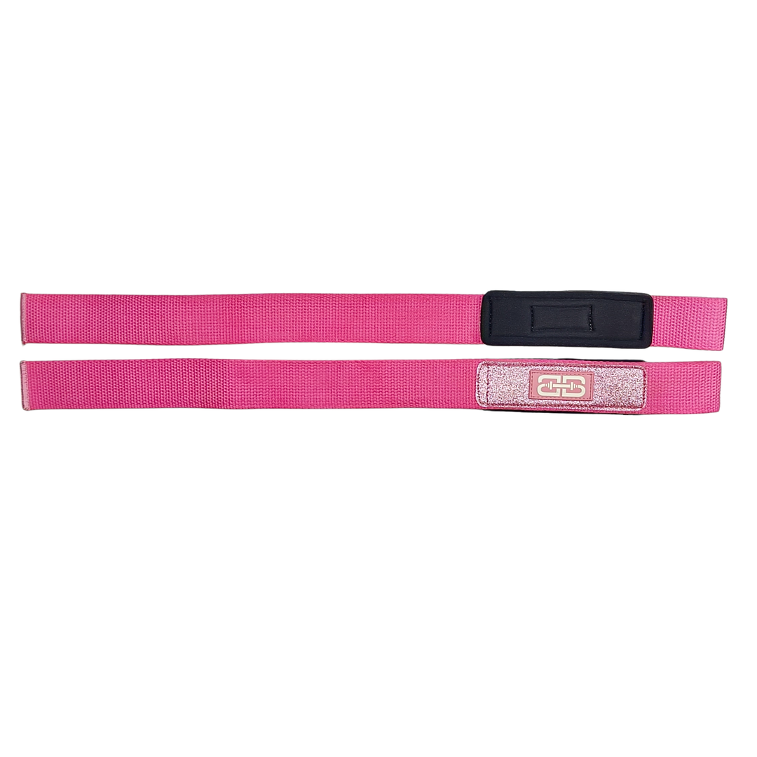 Pink Lifting Rings Barbelts padded lifting straps - glitter pink | Sterk & comfortabel
